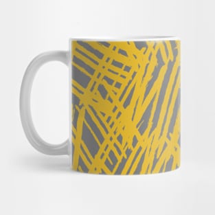 Lines Sketch in Mustard Yellow and Grey Mug